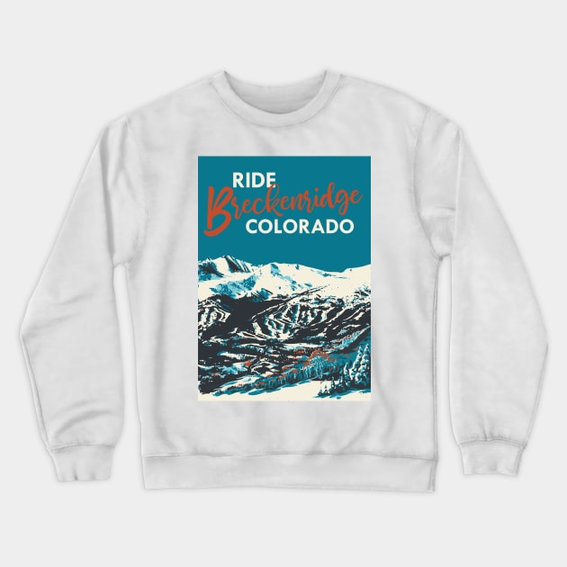 Breckenridge Vintage Snowboarding Poster Crewneck Sweatshirt by ROEDERcraft